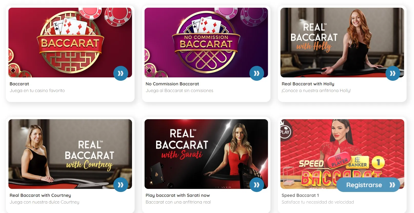 Tipos baccarat online